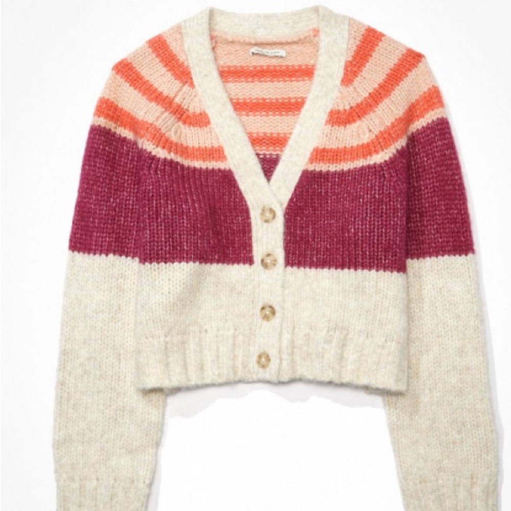 BRAND NEW WITH TAGS Multi colored semi 
cropped cardigan from American Eagle